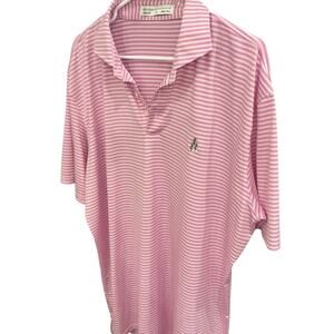 Holderness & Bourne The Maxwell Striped Pink & White VP Golf Polo XL